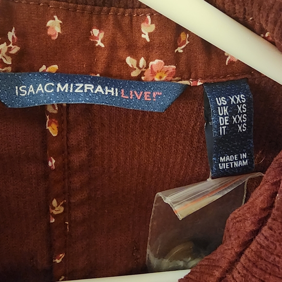 Issac Mizrahi Thin Corduroy Jacket/Burgandy/Size XXS/Button Up - Picture 3 of 4